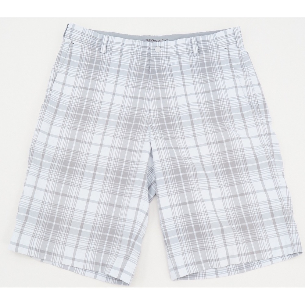 Nike Golf Dri-FIT Plaid Shorts Mens 34 Grey White Performance Checkered